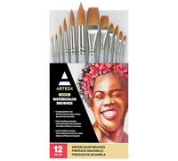 ARTEZA Lot de 12 pinceaux synthétiques Multicolores pour Artistes