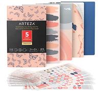 Arteza lot de 5 carnets de poche, 14 x 20,3 cm, 40 feuilles chacun, motifs papillons, 2 à pois, 2 lignés et 1 vierge, couverture souple en papier lisse, fournitures artistiques pour écrire et dessiner