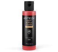 ARTEZA Peinture acrylique artisanale, A203 Rouge Écarlate, bouteilles de 118 ml, à base d'eau, mélangeable, peintures acryliques mates pour des projets d'art et de bricolage sur toute surface