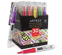 ARTEZA Stylos surligneurs liquides, lot de 30, pointe biseautée étroite, paquet de surligneurs de 5 couleurs assorties, à utiliser dans le journal, les notes ou les livres