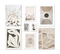 ARTFAVES® - Lot d'affiches - ART NOIR ABSTRAIT - Décoration murale 8 affiches modernes abstrait, art, Henri Matisse, noir et blanc, beige - sans cadre