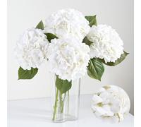 Artflower Lot de 4 Fleurs d'hortensia artificielles en Latex pour décoration d'intérieur, fête, Arrangements Floraux, Bouquets de Mariage, Cuisine, Centre de Table - Blanc - 57,1 cm