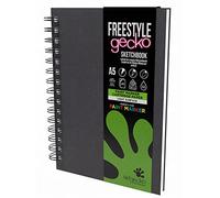 Artgecko Freestyle Carnet de croquis A5 portrait - 60 pages (30 feuilles) 250 g/m² Papier hybride blanc brillant lisse Noir