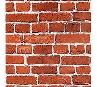 Arthome 44cmx6m Rouge Brique Auto Adhesif Papier Peint, Peel and Stick Contact Papier, Vinyle Film PVC imperméable pour le revêtement mural des dosserets cuisine et cheminée