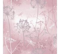Floral Papier Peint Métallique Vintage Paillette Fleurs Feuilles Rose Pissenlit