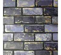 Arthouse Papier peint effet brique métallique bleu pour espaces de vie et murs d'accent, rouleau de 53 cm x 10,05 m, 692200