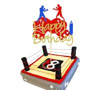 Arthsdite 1 décoration de gâteau d'anniversaire avec gants de boxe, gants de boxe, décorations de gâteaux, fournitures de décoration de gâteau d'anniversaire sur le thème du sport