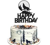 Arthsdite 1 décoration de gâteau d'anniversaire avec motif loup - Décoration de fête d'anniversaire pour garçons et filles
