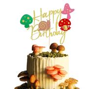 Arthsdite 1 décoration de gâteau d'anniversaire en forme de champignon pour filles et garçons - motif champignon escargot joyeux anniversaire décorations de fête à thème