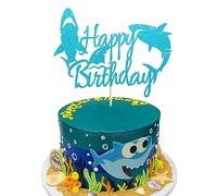 Arthsdite 1 décoration de gâteau d'anniversaire pour garçons - Motif requin mignon - Thème de requin - Thème requin - Fournitures de fête prénatale
