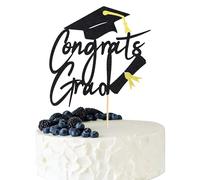 Arthsdite 1 décoration de gâteau de félicitations, décoration de gâteau de remise de diplôme 2025, décorations de fête de remise de diplôme 2025 pour lycée/collège/senior - Paillettes noires