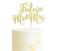 Arthsdite 1 décoration de gâteau « Future Mr and Mrs » - Décoration de gâteau pour fête à thème de mariage, fiançailles, enterrement de vie de jeune fille - Paillettes dorées