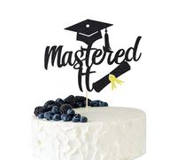 Arthsdite 1 décoration de gâteau Mastered It e 2025 universitaire, félicitations de remise de diplôme MBA 2025 - Paillettes noires et dorées