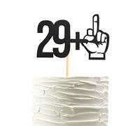 Arthsdite 29 + 1 décoration de gâteau avec doigt d'honneur noir à paillettes - Décorations de fête pour 30e anniversaire - Fournitures de fête d'anniversaire drôle de trente ans
