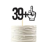 Arthsdite Décoration de gâteau à paillettes noires pour 40e anniversaire 39 + 1