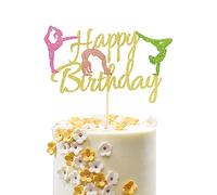 Arthsdite Décoration de gâteau d'anniversaire sur le thème de la gymnastique pour bébé fille - Paillettes dorées