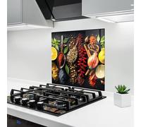 ARTHUB® Crédence de Cuisine en Verre 100x100 cm, Closeup Pices | Protection Contre Les éclaboussures, Revêtement Mural en Carreaux, Plaque en Verre, Verre trempé, Aliments, Épices