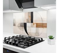 ARTHUB® Crédence de Cuisine en Verre 50x70 cm, Black Abstract Lines | Protection Contre Les éclaboussures, Revêtement Mural en Carreaux, Plaque en Verre, Verre trempé, Abstrait