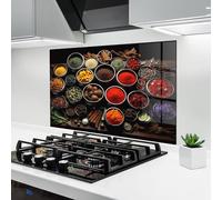 ARTHUB® Crédence de Cuisine en Verre 50x70 cm, Colorful Herbs Art | Protection Contre Les éclaboussures, Revêtement Mural en Carreaux, Plaque en Verre, Verre trempé, Aliments, Épices