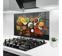 ARTHUB® Crédence de Cuisine en Verre 50x70 cm, Colorful Herbs Spices | Protection Contre Les éclaboussures, Revêtement Mural en Carreaux, Plaque en Verre, Verre trempé, Aliments, Épices