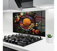 ARTHUB® Crédence de Cuisine en Verre 50x70 cm, Pretty Spice Plate | Protection Contre Les éclaboussures, Revêtement Mural en Carreaux, Plaque en Verre, Verre trempé, Aliments, Épices