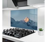 ARTHUB® Crédence de Cuisine en Verre 60x100 cm, Snow Light Mountain | Protection Contre Les éclaboussures, Revêtement Mural en Carreaux, Plaque en Verre, Verre trempé, Paysages, Montagnes