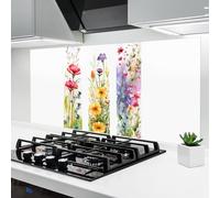 ARTHUB® Crédence de Cuisine en Verre 60x120 cm, Spring Flowers Set | Protection Contre Les éclaboussures, Revêtement Mural en Carreaux, Plaque en Verre, Verre trempé, Paysages, Printemps