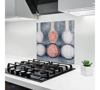 ARTHUB® Crédence de Cuisine en Verre 60x60 cm, Sea Salt | Protection Contre Les éclaboussures, Revêtement Mural en Carreaux, Plaque en Verre, Verre trempé, Aliments, Épices