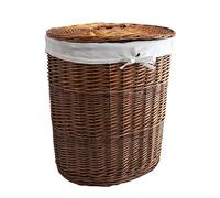Arthur Cameron Panier à linge ovale de luxe en osier avec couvercle (Grand, Marron distillé)