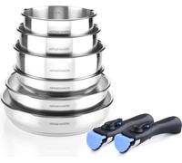 ARTHUR MARTIN AM5538 - Set de 8 ustensiles de cuisine en acier inoxydable : 3 poêles, 3 casseroles, 2 poignées - Tous les plans de cuisson, y compris l'induction