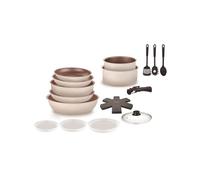 Arthur Martin - Batterie 18 pcs - 3 poêles 20-22-26 cm - 2 casseroles 16-18 cm - 1 sauteuse 24 cm - 1 wok 28 cm - 1 couvercle en verre 24 cm