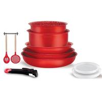 Arthur Martin Batterie de cuisine AMR41 10 pièces aluminium revêtement adhérent Rouge
