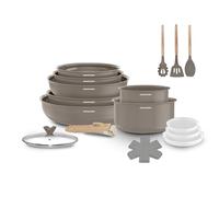 Batterie de cuisine 18 pèces poignée amovible Taupe Arthur Martin AM7887