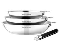 Arthur Martin - Batterie De Cuisine 3 Poeles Poignee Amovible