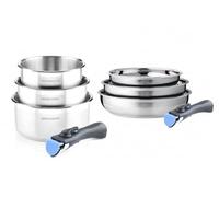 Batterie de cuisine inox 8 pièces avec 2 manches amovibles Arthur Martin AM2687