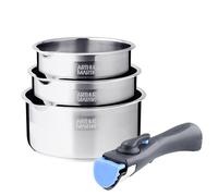 Arthur Martin - Lot de 3 casseroles inox manche amovible - AM3456