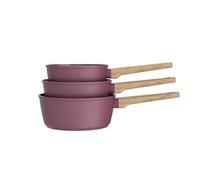 Arthur Martin – Set de 3 casseroles AM1963 16-18-20 cm aluminium forgé, antiadhésif céramique, prune