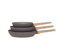Set de 3 poêles - Tous feux dont induction - ARTHUR MARTIN - AM1052 - Revêtement céramique - Ø 20-24-28 cm - Taupe