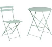 Arti Casa Ensemble Bistro 3 pièces vert - Ensemble de meubles de jardin pliable en métal pour balcon ou terrasse - Table ronde avec 2 chaises