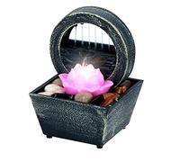 Arti CASA Fontaine de Table Fleur de Lotus - Fontaine d'intérieur avec lumière LED - Effet Positif - Fontaine avec Galets - 11,5 x 17 cm, Gris
