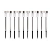 Arti Casa Lampe Solaire Extérieur - 10 Pièces Lumières Solaires de Jardin sur Piquet - Lumière Blanche et Colorée - Résistant à l'Eau IP44 - Ø4,8 x 36,5 cm - Acier Inoxydable - Argent/Noir