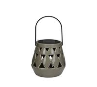 Arti Casa Lanterne Solaire Céramique - Lampe Solaire Exterieur - Lampe de Table avec Lumière Blanche Chaude - Autonomie jusqu'à 8 Heures - IP44 Étanche - 10 x 11 cm - Gris