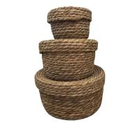 Arti Casa Paniers avec Couvercle 3 Pièces - Boîte de Rangement Multifonctionnelle - Paniers en 3 Tailles S, M et L - Diamètre Max. 25cm - Décoration Intérieure Élégante - pour Divers Espaces