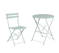 Arti Casa Salon De Bistro 3 Pièces Vert - Ensemble Jardin Métal Pliable - Table Ronde Avec 2 Chaises Pour Terrasse Ou Balcon Vert
