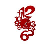 Horloge Murale Lupin Design Moderne Rouge Fabriquée En Italie, Acier, D. 50 Cm, Style Minimal Pour Salon, Cuisine, Bureau