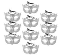 Artibetter 10 Pièces Masque Demi-visage Argenté en Plastique Moderne pour Femmes, Accessoire de Bal Masqué Élégant pour Fête et Carnaval
