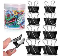 Artibetter 100 Pièces Clips de Signet Noirs en Métal pour Bureau et École, Pinces à Reliure Robustes pour Organiser Photos et Maintenir Bureau Rangé Couleur Aléatoire
