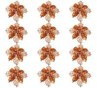 Artibetter 12 Pcs De Noël Paillettes Poinsettia Fleur Fleurs Artificielles De Mariage Paillettes De Noël Arbre Décors Creux Faux Fleurs (Bronze)