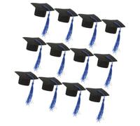 Artibetter 12 Pièces Bouchon de Bouteille de Chapeau de Graduation Bleu Pompon, Décoration Délicate en Non-tissé pour Bouquet et Bouteille de Vin, Fête de Remise de Diplômes