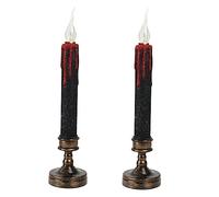 ARTIBETTER 2 Pièces Bougies d'halloween Chandelier sans Flamme Bougies sans Flamme à La Citrouille Chauffe-Plat LED LED Noires Bougie s me Compot Élèctronique